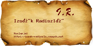 Izsák Radiszló névjegykártya